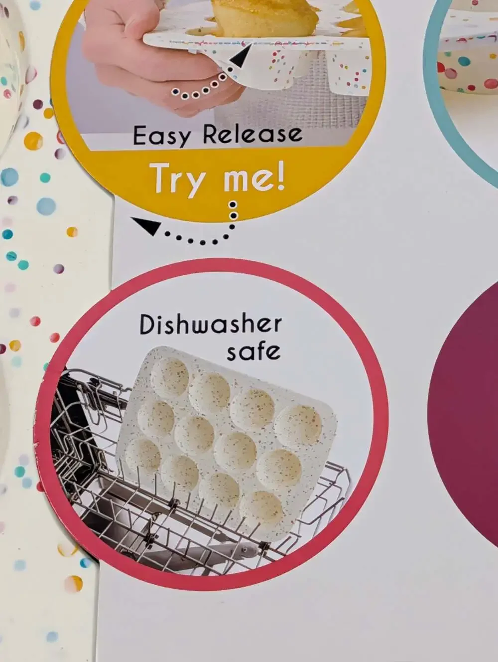 Trudeau Structure Silicone 12-Cup Muffin Pan Set (2-Pack), Confetti